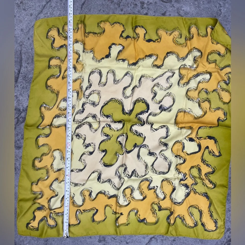 Artistic Silk Scarf in Green and Yellow